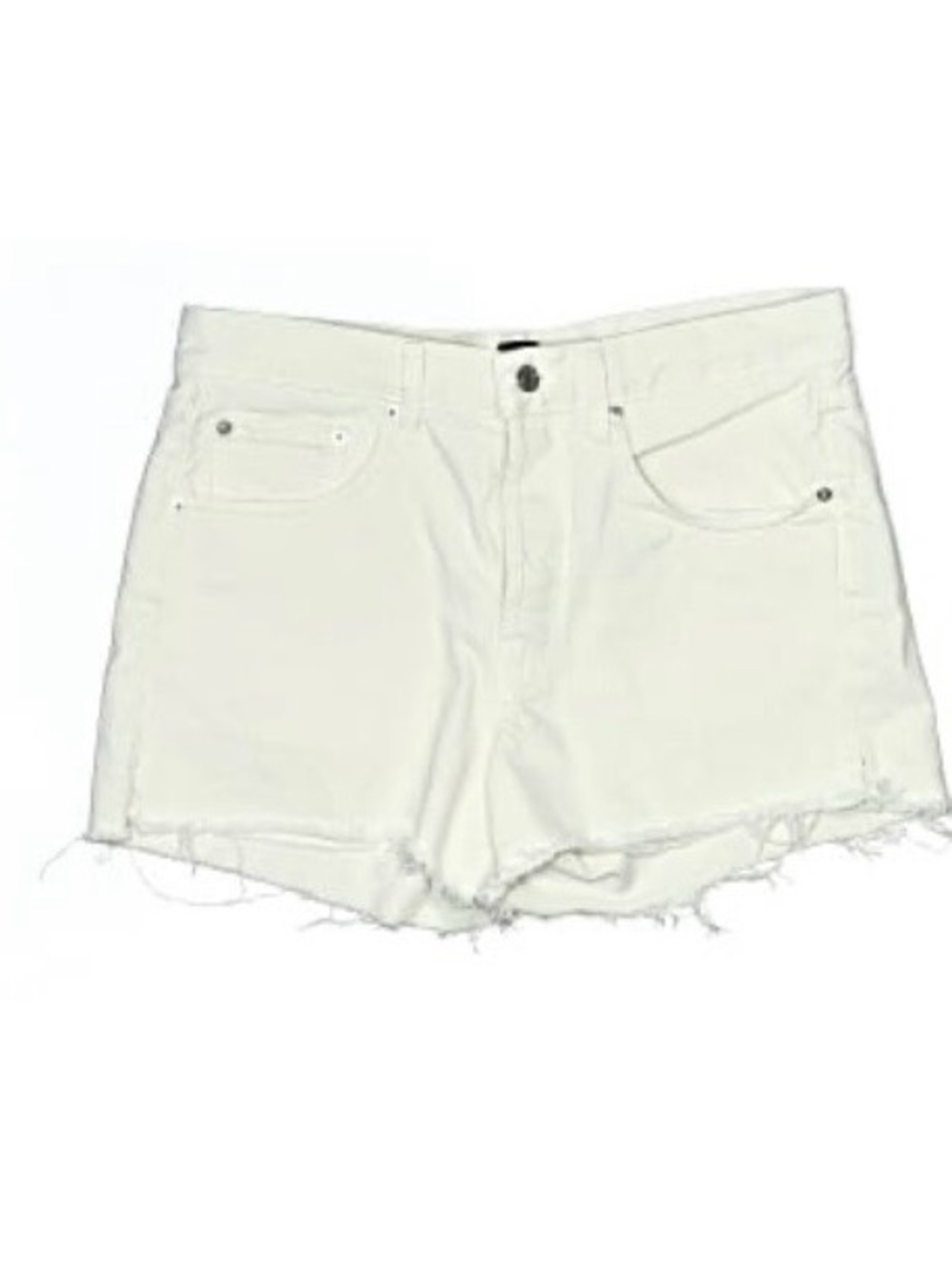 Edwin White Denim Frayed Hem Jean Shorts